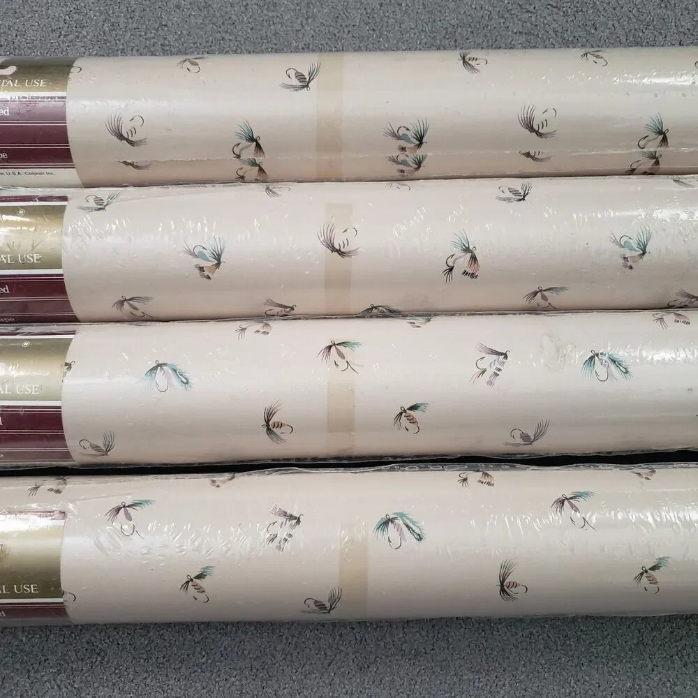 Coloroll Fishing Lures Pre Pasted Vinyl Wallpaper Wallcovering 4 Double Rolls